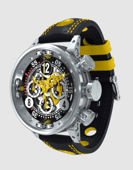 BRM Racing V12-46-SA Yellow Skeleton Chronograph Replica Watch